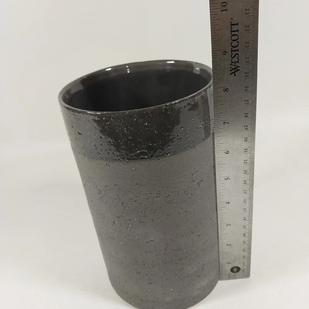 Black And Grey Ceramic Textured  Glaze Rim Decorative Vase 8